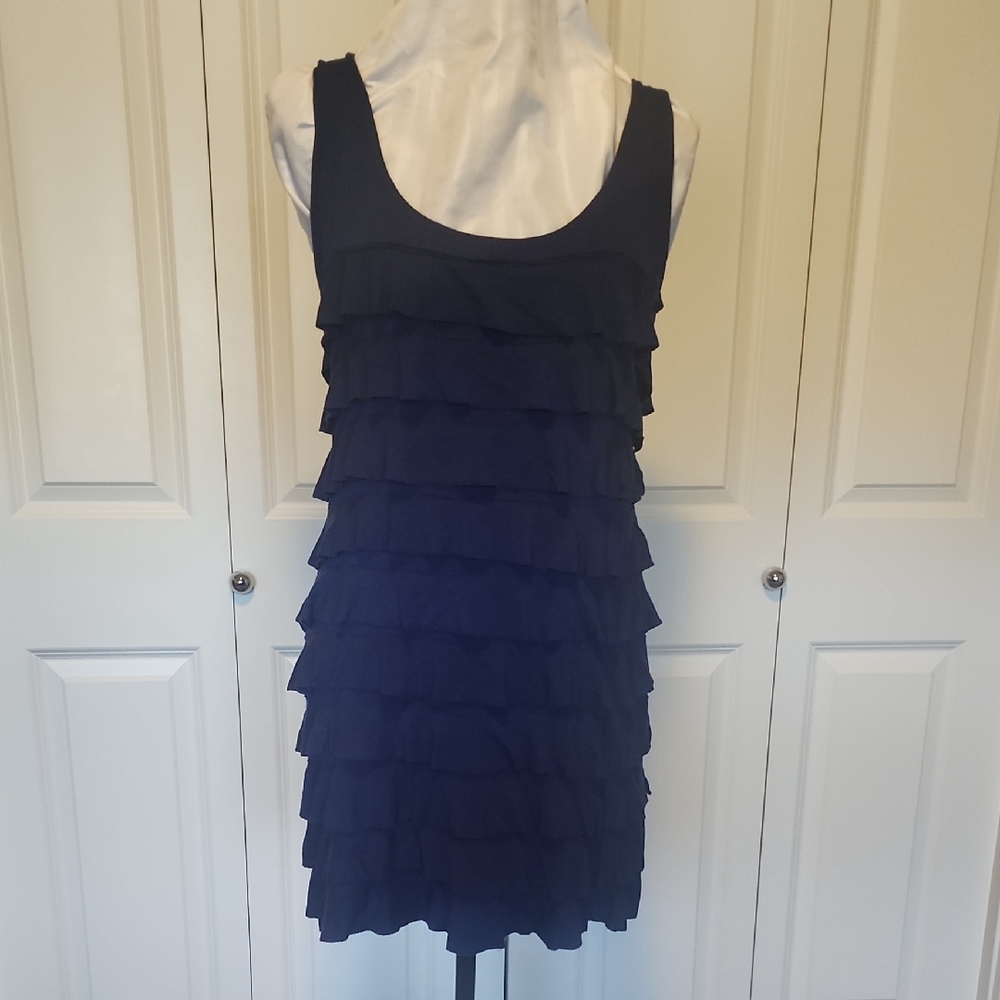 connected apparel Navy Ruffle Tank Mini Dress